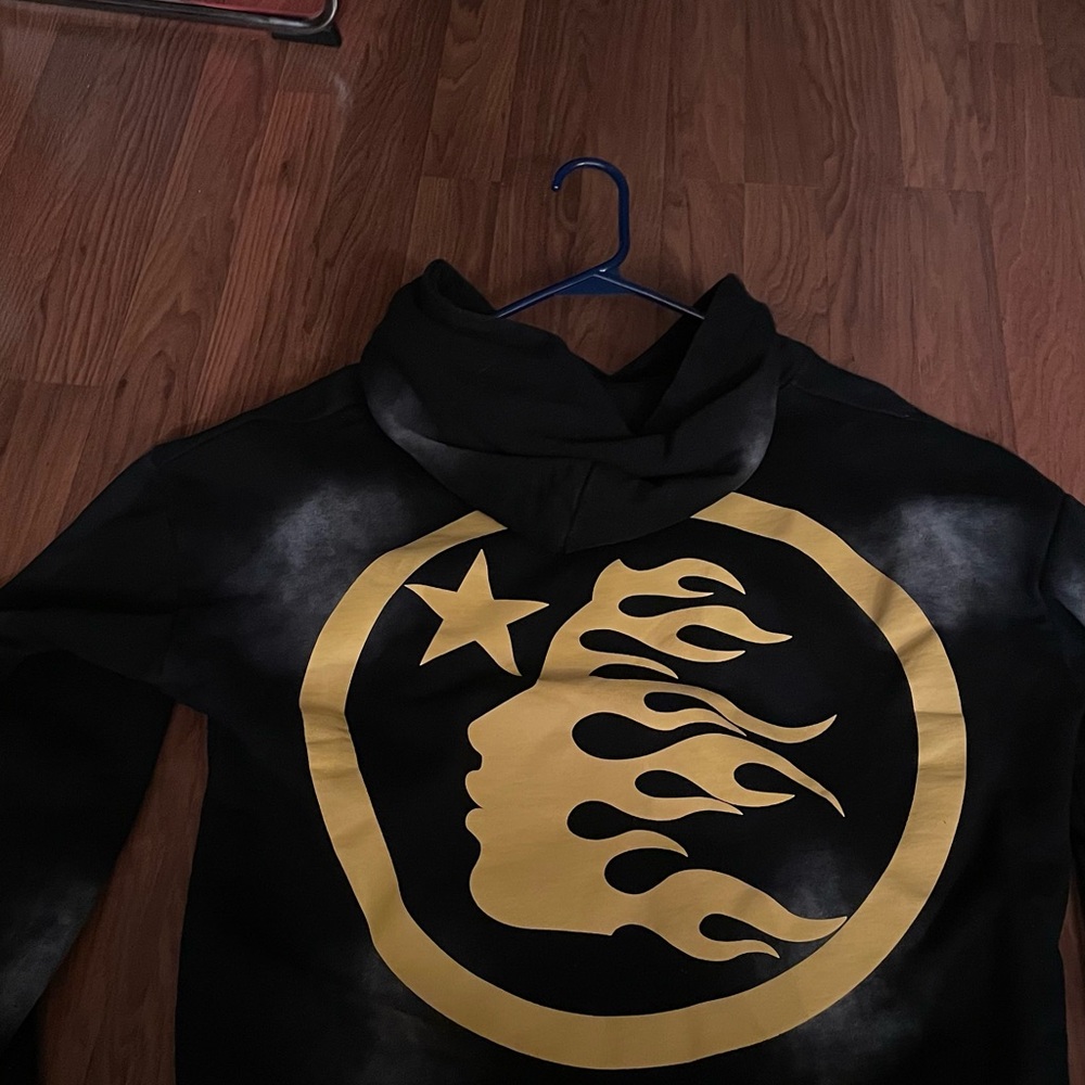 Black Hoodie with Gold Graphic